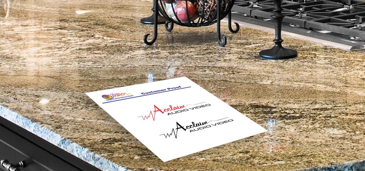 Acclaim Audo and Video Logo Design proof sheet